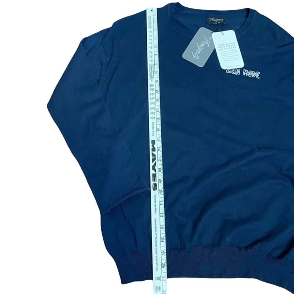 Fauxgerty Zen Mode Sweater Womens OS Blue‎ Go-To Pullover Sustainable Navy Blue - Picture 11 of 11